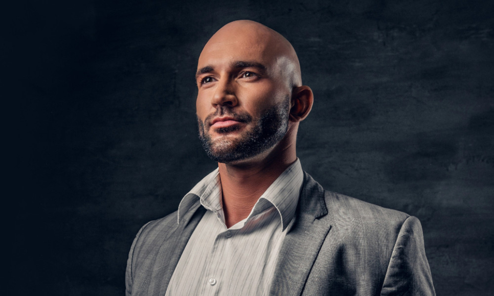 man with no hair