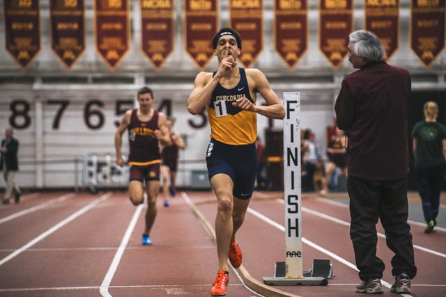 A runner at the finish line of a race